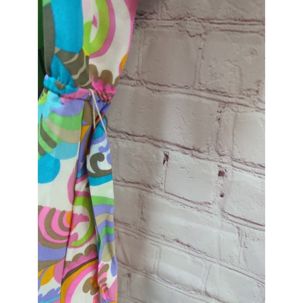 Trina Turk 10 womens silk floral dress lined short sleeve pink blue‎ green - Picture 9 of 12